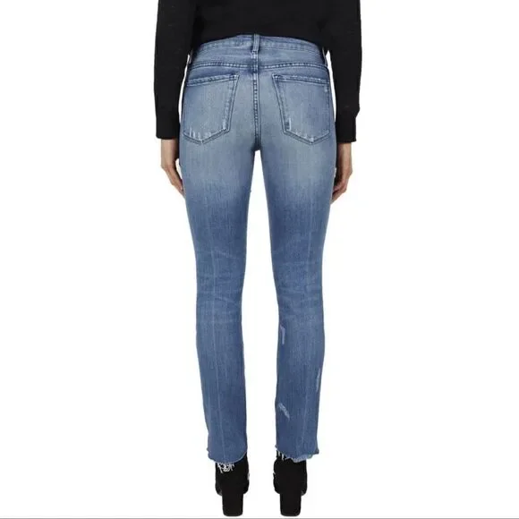 Black OrchidValencia Distressed Raw-Hem Bardot Straight-Leg Jeans - Women-NWT